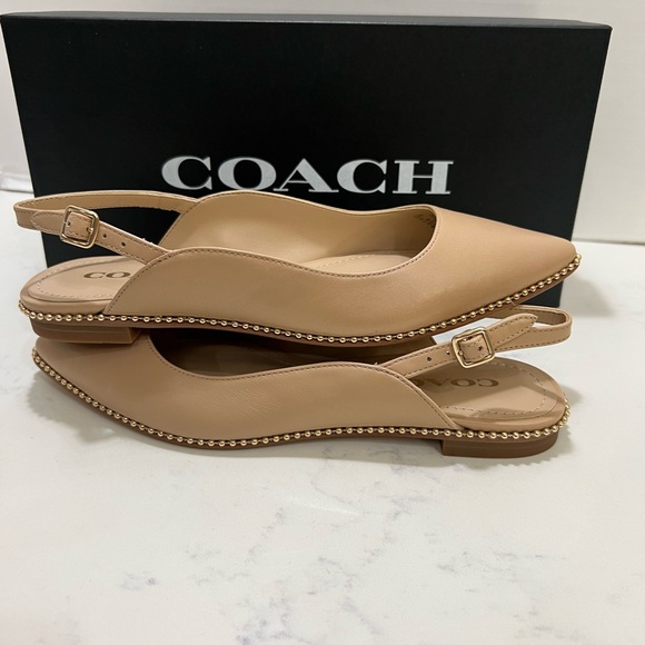 Coach Tan Leather Flats with Whipstitching - Picture 10 of 11